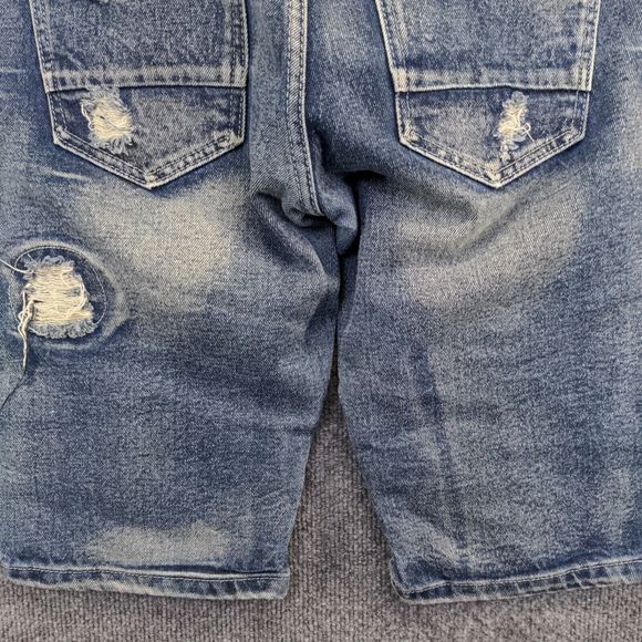 CJ Black Men's Stacked Jean Shorts Blue Size 28x12 Distressed Denim - Picture 4 of 10